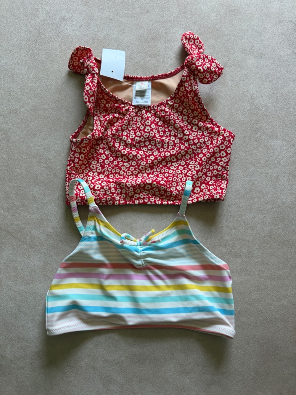 J. Crew Crewcuts Pastel Striped Cropped Tank & Red Floral Swim tops